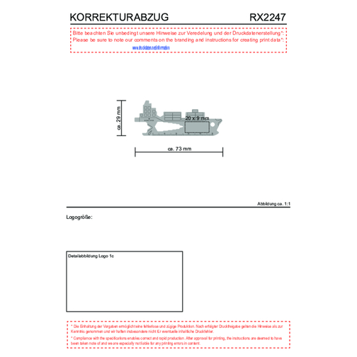 ROMINOX® Key Tool Cargo Ship / Containerschiff (19 Funktionen) , Edelstahl, 7,00cm x 0,23cm x 3,20cm (Länge x Höhe x Breite), Bild 16