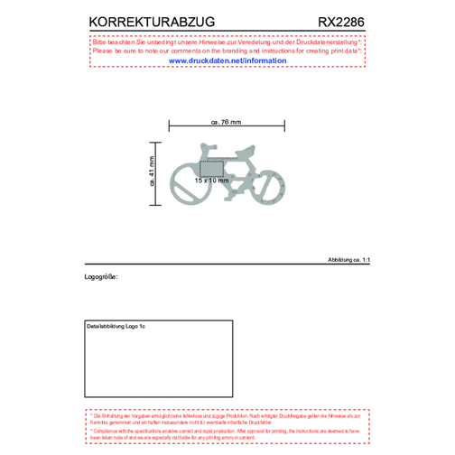 ROMINOX® Key Tool Bicycle / Fahrrad (19 Funktionen) , Edelstahl, 7,00cm x 0,23cm x 3,20cm (Länge x Höhe x Breite), Bild 15