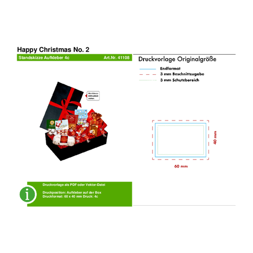 Happy Christmas No. 2 , mehrfarbig, Pappe, Folie (PE), 34,00cm x 9,00cm x 19,00cm (Länge x Höhe x Breite), Bild 3