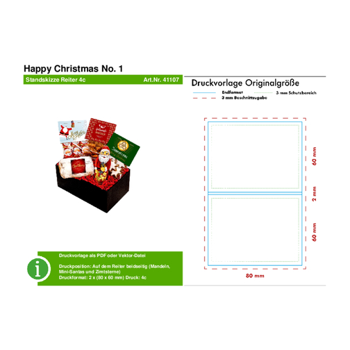 Happy Christmas No. 1 , mehrfarbig, Pappe, Folie (PE), 16,50cm x 9,00cm x 10,00cm (Länge x Höhe x Breite), Bild 3