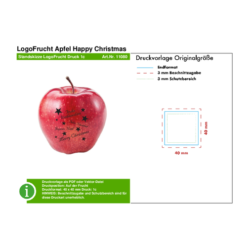 LogoFrucht Apfel Happy Christmas , mehrfarbig, 7,50cm (Höhe), Bild 2