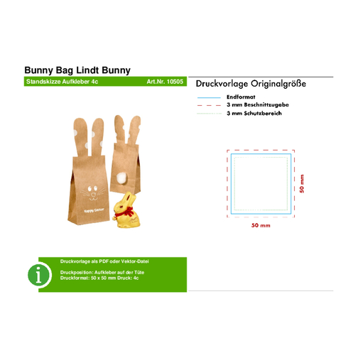 Bunny Bag Lindt Bunny , Lindt, beige, Papier, 4,00cm x 20,00cm x 7,00cm (Länge x Höhe x Breite), Bild 3