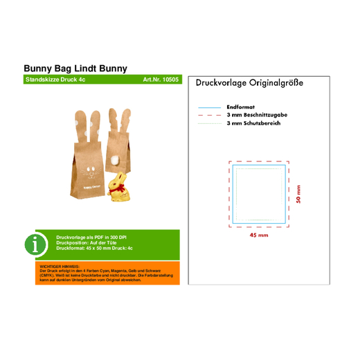 Bunny Bag Lindt Bunny , Lindt, beige, Papier, 4,00cm x 20,00cm x 7,00cm (Länge x Höhe x Breite), Bild 4