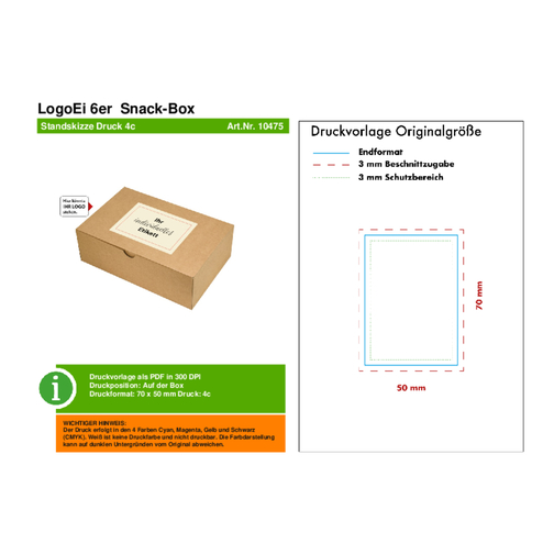 LogoEi 6er Snack-Box - Bunt Sortiert , mehrfarbig, Pappe, 12,00cm x 5,00cm x 15,00cm (Länge x Höhe x Breite), Bild 2