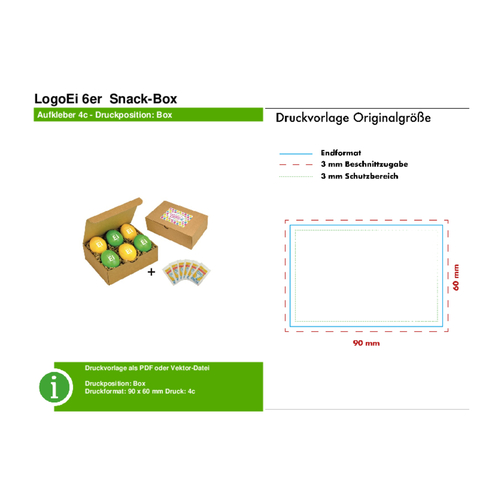 LogoEi 6er  Snack-Box - Gelb , gelb, Pappe, 12,00cm x 5,00cm x 15,00cm (Länge x Höhe x Breite), Bild 3