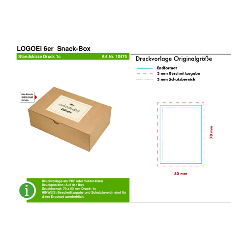 LogoEi 6er  Snack-Box - Gelb , gelb, Pappe, 12,00cm x 5,00cm x 15,00cm (Länge x Höhe x Breite), Bild 3