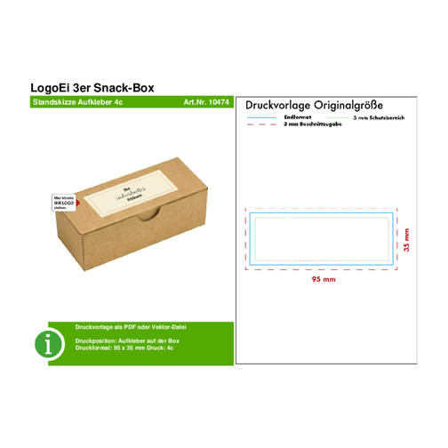 LogoEi 3er Snack-Box - Bunt Sortiert , mehrfarbig, Pappe, 6,00cm x 5,00cm x 15,00cm (Länge x Höhe x Breite), Bild 5