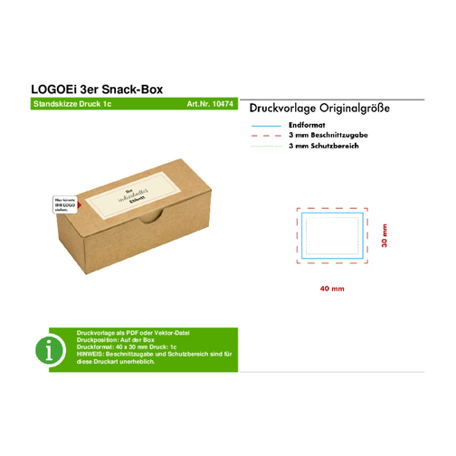 LogoEi 3er Snack-Box - Bunt Sortiert , mehrfarbig, Pappe, 6,00cm x 5,00cm x 15,00cm (Länge x Höhe x Breite), Bild 3