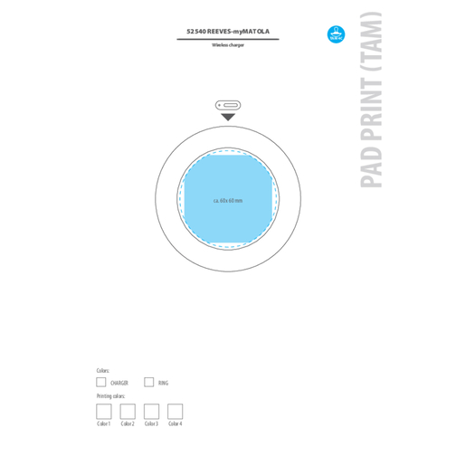 Wireless Charger REEVES-myMATOLA , Reeves, weiß / blau, Kunststoff, Silikon, 1,05cm (Höhe), Bild 2
