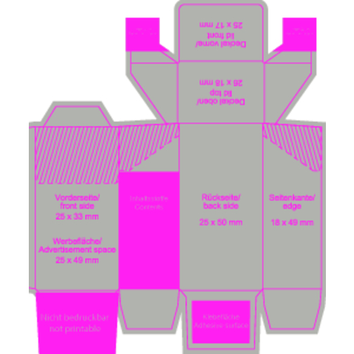 Slim Box Mini Frucht Mix Bonbon, Micro , Werbebox aus weißem Karton, 1,80cm x 5,00cm x 2,50cm (Länge x Höhe x Breite), Bild 4