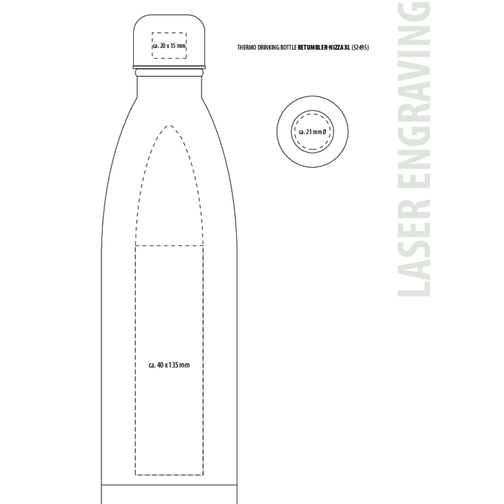 Thermotrinkflasche RETUMBLER-NIZZA XL , Retumbler, silber / weiss, Edelstahl, Kunststoff, Silikon, 303,00cm x 42,50cm x 80,00cm (Länge x Höhe x Breite), Bild 3