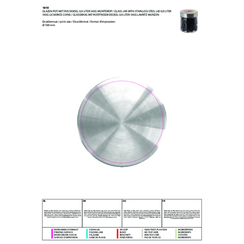 Pichet en verre avec couvercle en acier inoxydable 0,9 litre, Image 2