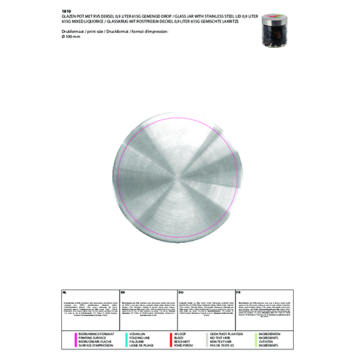 Pichet en verre avec couvercle en acier inoxydable 0,9 litre, Image 2