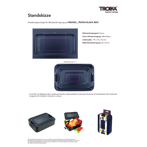 TROIKA Lunch-Box TROIKA BLACK BOX , Troika, schwarz, Aluminium, 17,90cm x 5,50cm x 11,60cm (Länge x Höhe x Breite), Bild 3