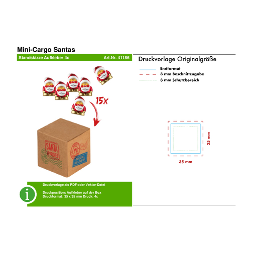 Mini-Cargo Santas , mehrfarbig, Pappe, 5,80cm x 5,80cm x 5,80cm (Länge x Höhe x Breite), Bild 4