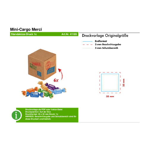Mini-Cargo Merci , Storck, mehrfarbig, Pappe, 5,80cm x 5,80cm x 5,80cm (Länge x Höhe x Breite), Bild 2