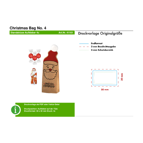 Christmas Bag No. 4 , Lindt, beige, Papier, 4,00cm x 20,00cm x 7,00cm (Länge x Höhe x Breite), Bild 2