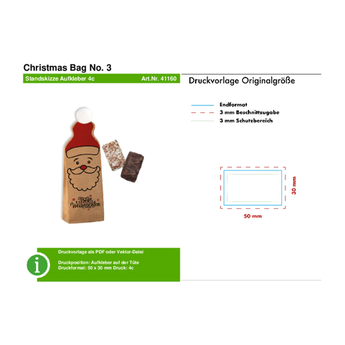 Christmas Bag No. 3 , beige, Metall, Folie (PE), 4,00cm x 20,00cm x 7,00cm (Länge x Höhe x Breite), Bild 3