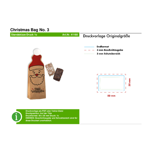 Christmas Bag No. 3 , beige, Metall, Folie (PE), 4,00cm x 20,00cm x 7,00cm (Länge x Höhe x Breite), Bild 2