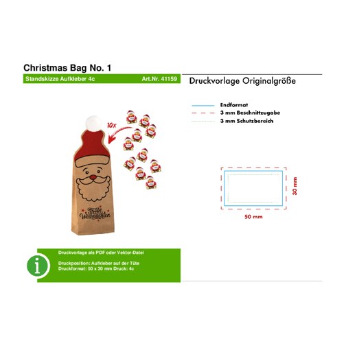 Christmas Bag No. 1 , beige, Papier, 4,00cm x 20,00cm x 7,00cm (Länge x Höhe x Breite), Bild 2