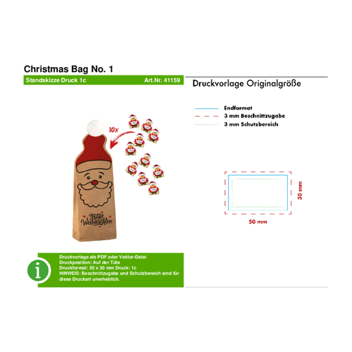 Christmas Bag No. 1 , beige, Papier, 4,00cm x 20,00cm x 7,00cm (Länge x Höhe x Breite), Bild 3