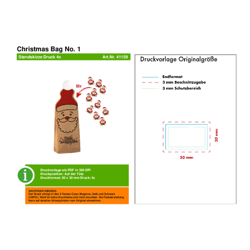 Christmas Bag No. 1 , beige, Papier, 4,00cm x 20,00cm x 7,00cm (Länge x Höhe x Breite), Bild 4