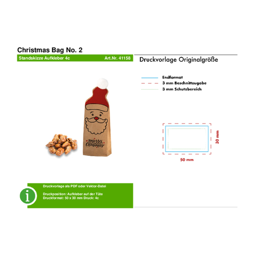 Christmas Bag No. 2 , beige, Papier, 4,00cm x 20,00cm x 7,00cm (Länge x Höhe x Breite), Bild 2