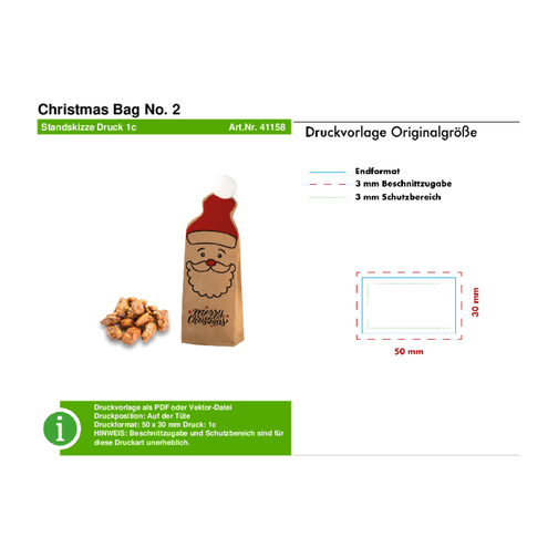 Christmas Bag No. 2 , beige, Papier, 4,00cm x 20,00cm x 7,00cm (Länge x Höhe x Breite), Bild 3