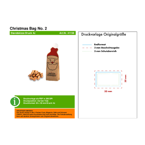 Christmas Bag No. 2 , beige, Papier, 4,00cm x 20,00cm x 7,00cm (Länge x Höhe x Breite), Bild 4