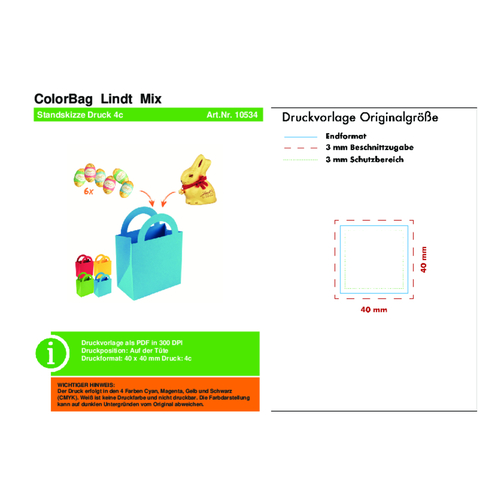 ColorBag Lindt Mix - Grün , Lindt, grün, Papier, 5,00cm x 13,00cm x 9,50cm (Länge x Höhe x Breite), Bild 3