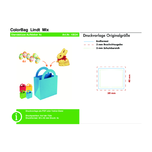 ColorBag Lindt Mix - Gelb , Lindt, gelb, Papier, 5,00cm x 13,00cm x 9,50cm (Länge x Höhe x Breite), Bild 2