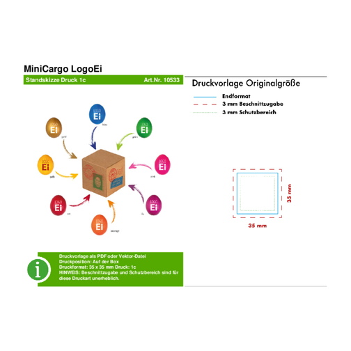 MiniCargo LogoEi - Grün , grün, Pappe, 5,80cm x 5,80cm x 5,80cm (Länge x Höhe x Breite), Bild 6