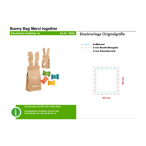 Bunny Bag Merci Together , Storck, beige, Papier, 4,00cm x 20,00cm x 7,00cm (Länge x Höhe x Breite), Bild 2