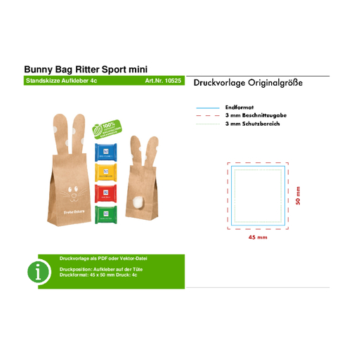 Bunny Bag Ritter Sport Mini , Ritter Sport, beige, Papier, 4,00cm x 20,00cm x 7,00cm (Länge x Höhe x Breite), Bild 2