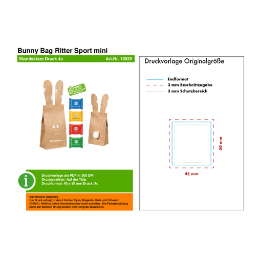 Bunny Bag Ritter Sport Mini , Ritter Sport, beige, Papier, 4,00cm x 20,00cm x 7,00cm (Länge x Höhe x Breite), Bild 4