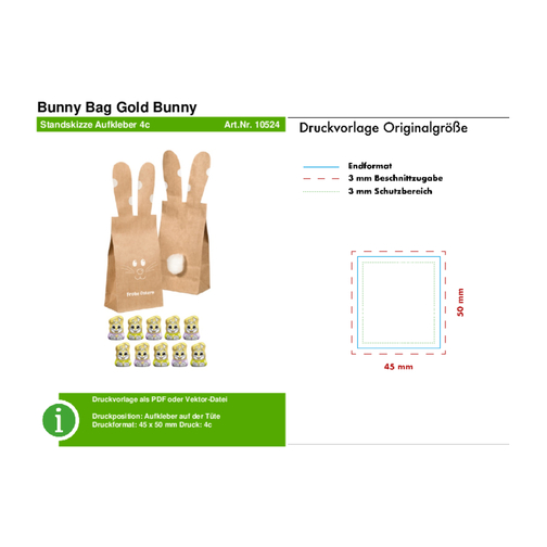 Bunny Bag Gold Bunny , beige, Papier, 4,00cm x 20,00cm x 7,00cm (Länge x Höhe x Breite), Bild 2