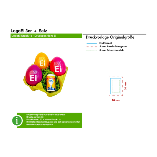 LogoEi 3er  +  Salz - Blau - Gelb , gelb, Pappe, 11,00cm x 7,00cm x 11,00cm (Länge x Höhe x Breite), Bild 2