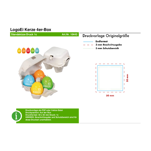 LogoEi Kerze 4er-Box - Weiß , weiß, Pappe, 11,00cm x 7,00cm x 11,00cm (Länge x Höhe x Breite), Bild 4