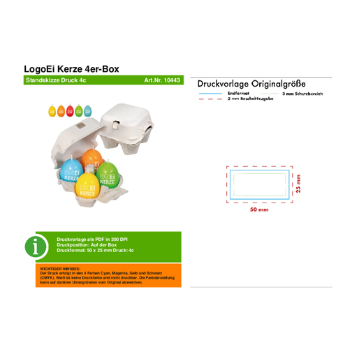 LogoEi Kerze 4er-Box - Weiß , weiß, Pappe, 11,00cm x 7,00cm x 11,00cm (Länge x Höhe x Breite), Bild 5