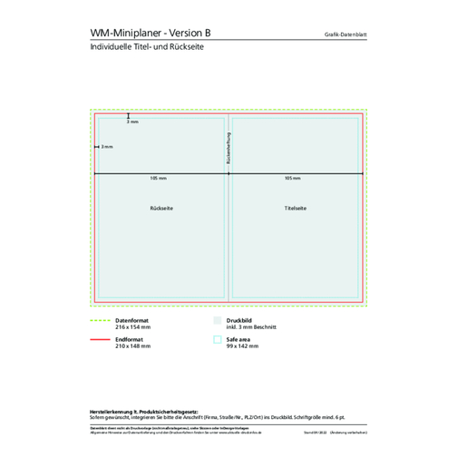 WM-Miniplaner - Version B , individuell, Mattes Bilderdruckpapier, 14,80cm x 10,50cm (Länge x Breite), Bild 2