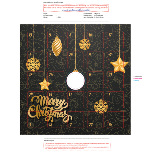 Duftkerzen Adventskalender Merry Christmas , , 30,50cm x 2,30cm x 30,50cm (Länge x Höhe x Breite), Bild 5