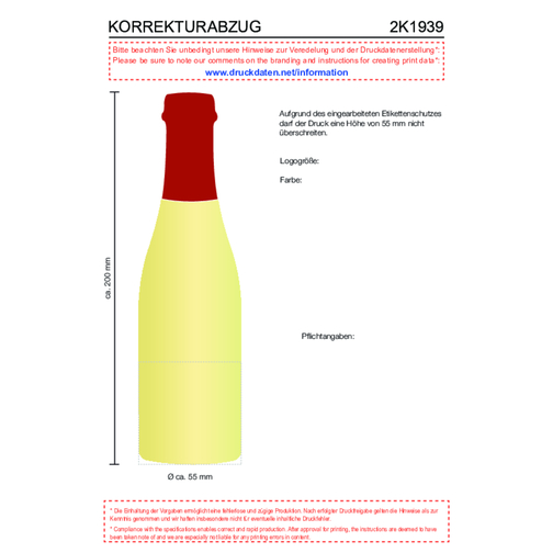 Secco ZERO - Schäumendes Getränk Aus Alkoholfreiem Wein - Flasche Klar , bordeaux, Glas, 5,50cm x 20,00cm x 5,50cm (Länge x Höhe x Breite), Bild 2