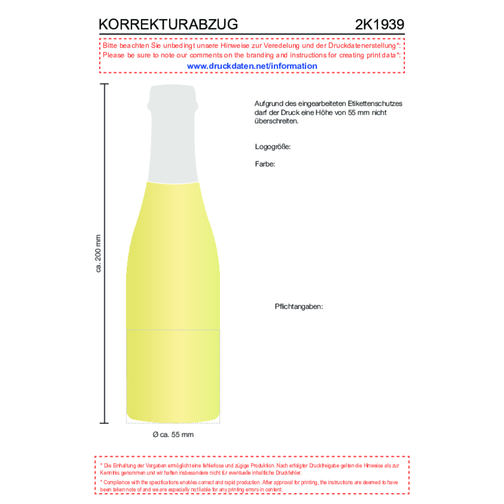 Secco ZERO - Schäumendes Getränk Aus Alkoholfreiem Wein - Flasche Klar , weiß, Glas, 5,50cm x 20,00cm x 5,50cm (Länge x Höhe x Breite), Bild 2