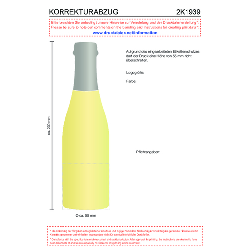 Secco ZERO - Schäumendes Getränk Aus Alkoholfreiem Wein - Flasche Klar , silber, Glas, 5,50cm x 20,00cm x 5,50cm (Länge x Höhe x Breite), Bild 2