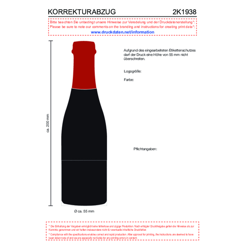 Promo Secco Piccolo - Flasche Schwarz Matt , bordeaux, Glas, 5,50cm x 20,00cm x 5,50cm (Länge x Höhe x Breite), Bild 2