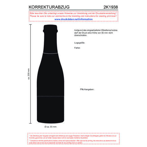 Promo Secco Piccolo - Flasche Schwarz Matt , schwarz, Glas, 5,50cm x 20,00cm x 5,50cm (Länge x Höhe x Breite), Bild 2