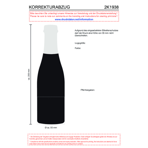 Promo Secco Piccolo - Flasche Schwarz Matt , weiß, Glas, 5,50cm x 20,00cm x 5,50cm (Länge x Höhe x Breite), Bild 2