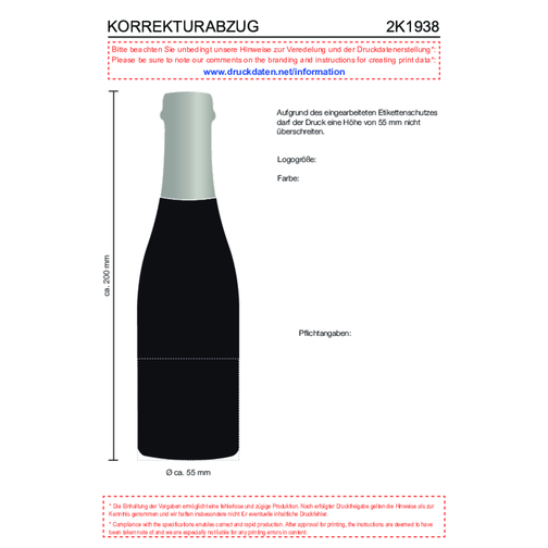 Promo Secco Piccolo - Flasche Schwarz Matt , silber, Glas, 5,50cm x 20,00cm x 5,50cm (Länge x Höhe x Breite), Bild 2