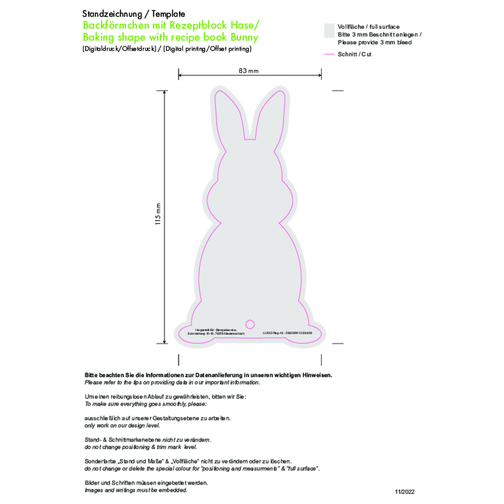 Bakeform med oppskriftsblokk Bunny, Bilde 4