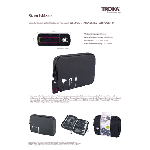 TROIKA Sacoche pour câbles TROIKA BLACK TECH POUCH 2, Image 4